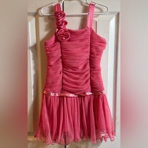 Charming Rosette Pink Kids Dress